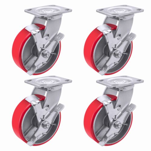 5"X 2" Heavy Duty Casters -Polyurethane Caster with Capacity up to 1000-4000 LB - Afbeelding 1 van 49