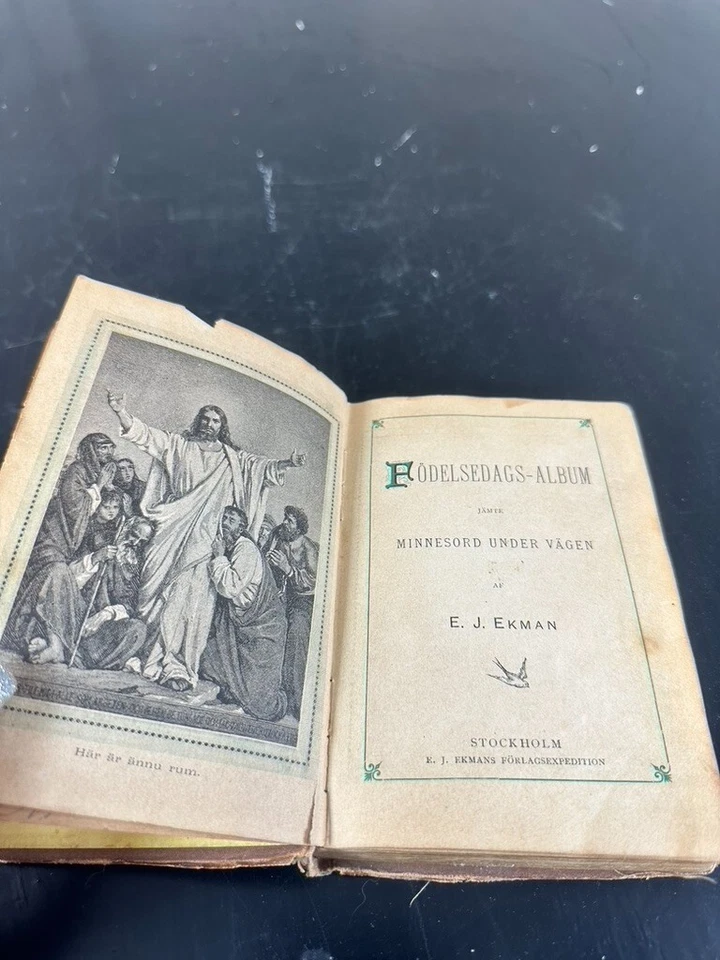 Antique Original 1890 Swedish First Birthday Album FODELSEDAGS Collectible Book - Image 4 of 4