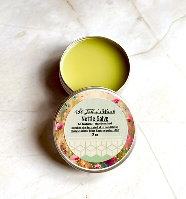 Organic Stinging Nettle & John's Wort Salve, Sciatica, Nettle Pain Balm, 2oz