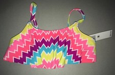 NWT KensieGirl Kensie Girl Bikini Top Girls 4 Pink Teal Purple Zig Tag