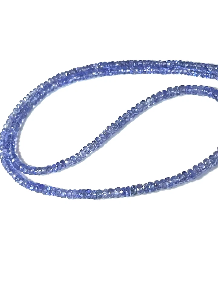 Tansanit Collier,  585 Gelbgold, 45 cm fac. AAA Qualität, ca.48 Karat, 3-5 mm - Bild 3 von 4