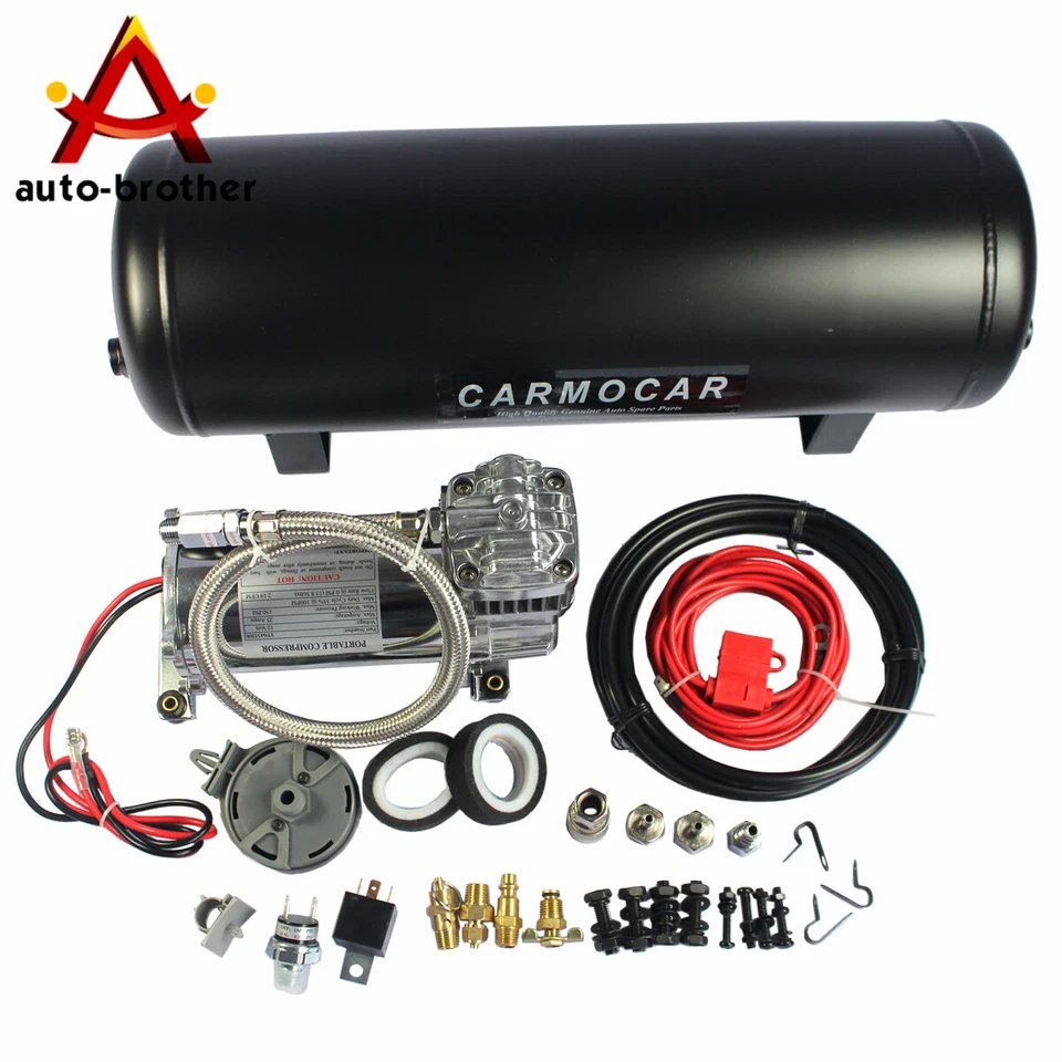 Воздушный компрессор 12 В с баком 2,5 галлона кармокар средняя нагрузка бортовая воздушная система - Изображение 3 из 4