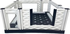 EZclassic 38"x38"x18" Whelping Box with Rails and Windowed Walls Padded Dog