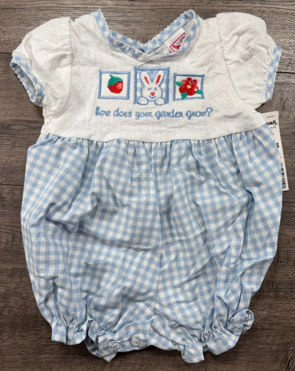 Baby Girl Clothes New Buster Brown 3-6 Month Bunny How Does Garden Grow Romper