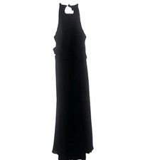 W Too By Watters And Watters Black Halter Gown Flowy Open Tie BackSize 12 Flaw