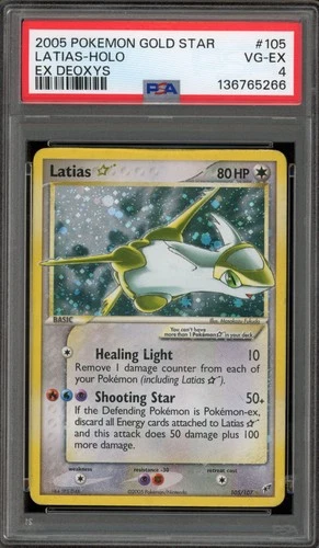 Pokemon Latias Gold Star EX Deoxys Holo Ultra Rare #105 PSA 4