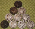 Group of Ten No Date / Partial Date Mercury Dimes