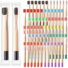 24 Pcs Kids Bamboo Toothbrushes Soft Bristle Toddler Toothbrush BPA Free Wooden