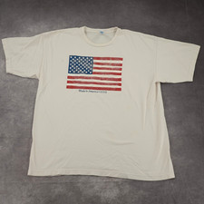 2015 Made In America USA Flag Graphic White Cotton T Shirt XL