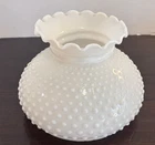 New ListingVTG Hobnail  Milk Glass Lamp Shade White Ruffled Top Hurricane 7" Fitter