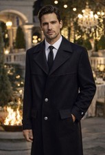 VTG Men s Johnny Carson Navy Blue Polyester Top Coat 1960 s Sz 39 Sport Coat Sz