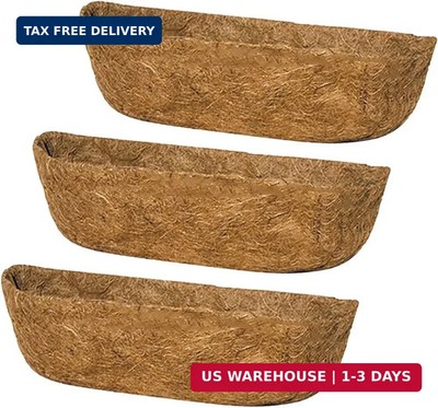 3Pcs 30'' Coco Liners for Planters, Pre-Formed Trough Coconut Fiber Liner Replace