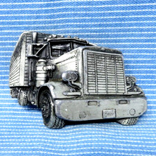 Trucker Belt Buckle 3D Perspective Cut Out Semi Truck Vtg 1977 Bergamot .TYC647