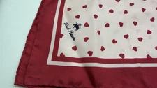Brooks Brothers Red Fleece Scarf Silk Red Hearts Golden Fleece Italy 18.5” sq