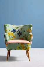 Anthroplogie Floret Armchair Chair Guacamole Lux Velvet Used VG Condition