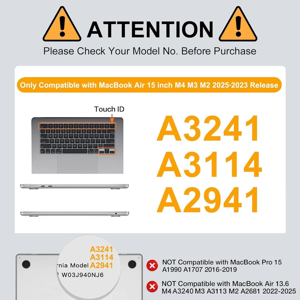Coque pour MacBook Air 13 15 Pro 14 16 M4 M3 M2 Protection Rigide Antidéraprante - Photo 3/4