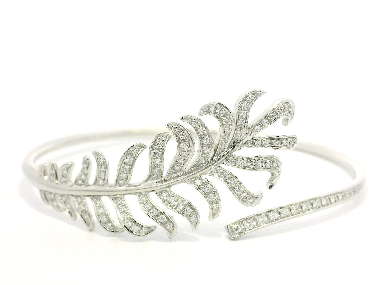Bracciale Plume De Chanel oro bianco diamanti piume avvolgente taglia M con scatola