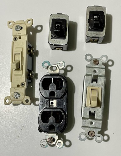 Vintage Despard H&H Eagle & Circle F Toggle Switch Receptacle Outlet Lot 1950s