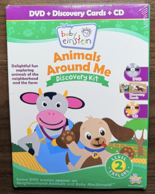 *NEW* Baby Einstein Animals All Around Me Discovery Cards, DVD, CD Set Kit