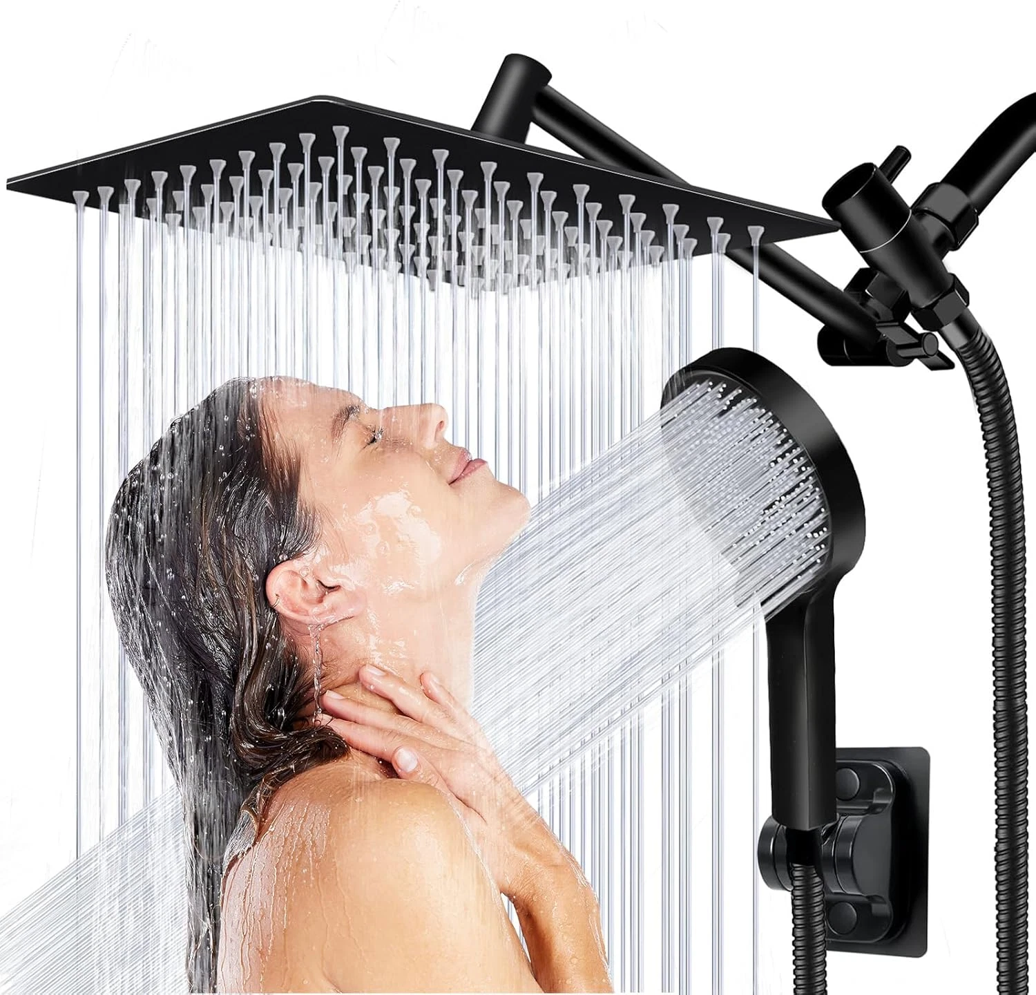 Shower Head, 8 Inch Multifunction High Pressure Rain Shower Head with Handheld S