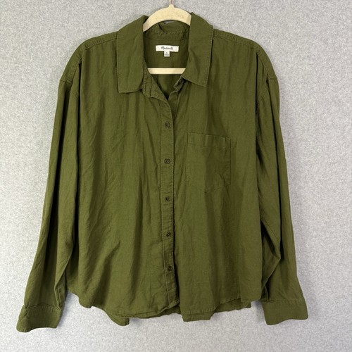 Chemise Madewell Verte à Manches Longues - Boutons Métalliques, Coton, Taille S, Très Bon état