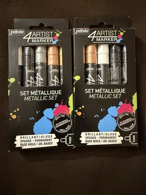 Pebeo 4Artist Oil Based Permanent Paint Marker Metallic Set 5 Colors Lot Of 2