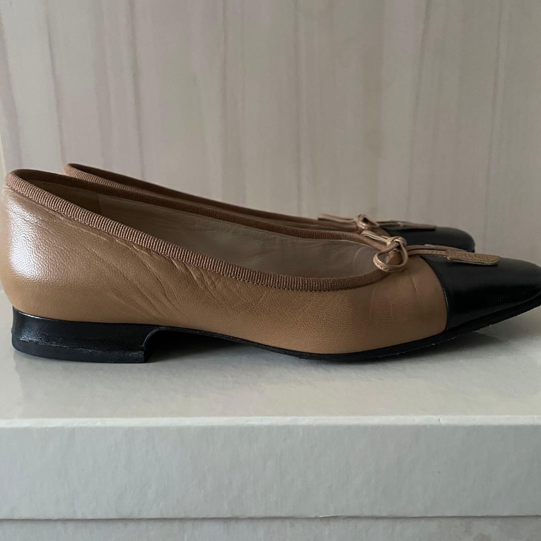 Chanel Low Heel Pumps Beige With Ribbons Size 35.5 US About5.5 For Women thumbnail 9