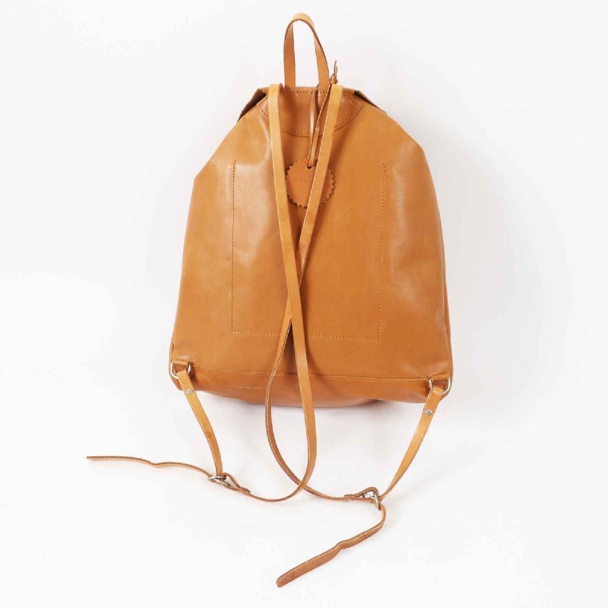 JACK GOMME ATELIER Series Logo Embossed All Leather Backpack Camel Women's