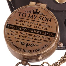 To My Son Engraved Brass Pocket Compass Gift for Son, Birthday Gifts for Son ...