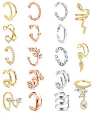 18 Pcs Ear Cuff Earrings for Women 14K Gold Plated Ear Cuffs Non Piercing A - 02