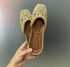 Women ethnic Bellies Punjabi Wedding Jutti mojari US size 5-10 gold galaxy flat