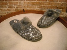 Naturalizer Grey Glitzy Jeweled Memory Foam Scuff Slipper L 9-10 NEW