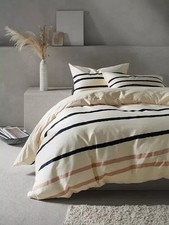 Mother of Pearl Stripe Organic Cotton Duvet Cover Natural Cream Super King £120
