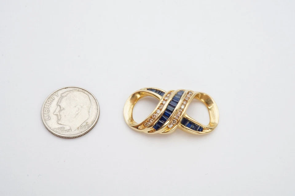 14k Yellow Gold Sapphire Diamond Omega Pendant Alwand Vahan - Image 2 of 4