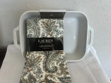 Luxury Cooking Gift Set, Staub Baking Dish And Towel Set, Christmas Gift Paisley