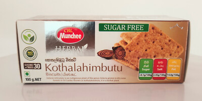 Munchee Kothalahimbutu Biscuits Salacia Reticulata Sugar Free Herbal Cookies New