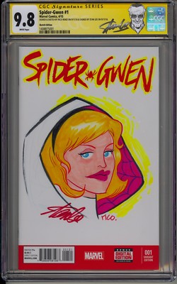 SPIDER-GWEN #1 STAN LEE CGC SS 9.8 ORIGINAL SKETCH BY RICO RENZI