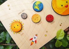 Hand Painted Wooden Solar System Model Educational Toy Gift Game Kids Puzzle New