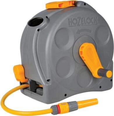 Hozelock 2415 2 in 1 Kompaktaufroller 25 Meter 11,5 mm Schlauch Wandhalterung Garten