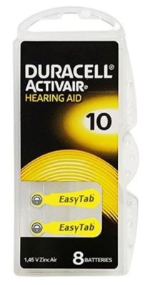 Duracell Activair Mercury Free Hearing Aid Batteries Size 10 (40-160) Exp 2029