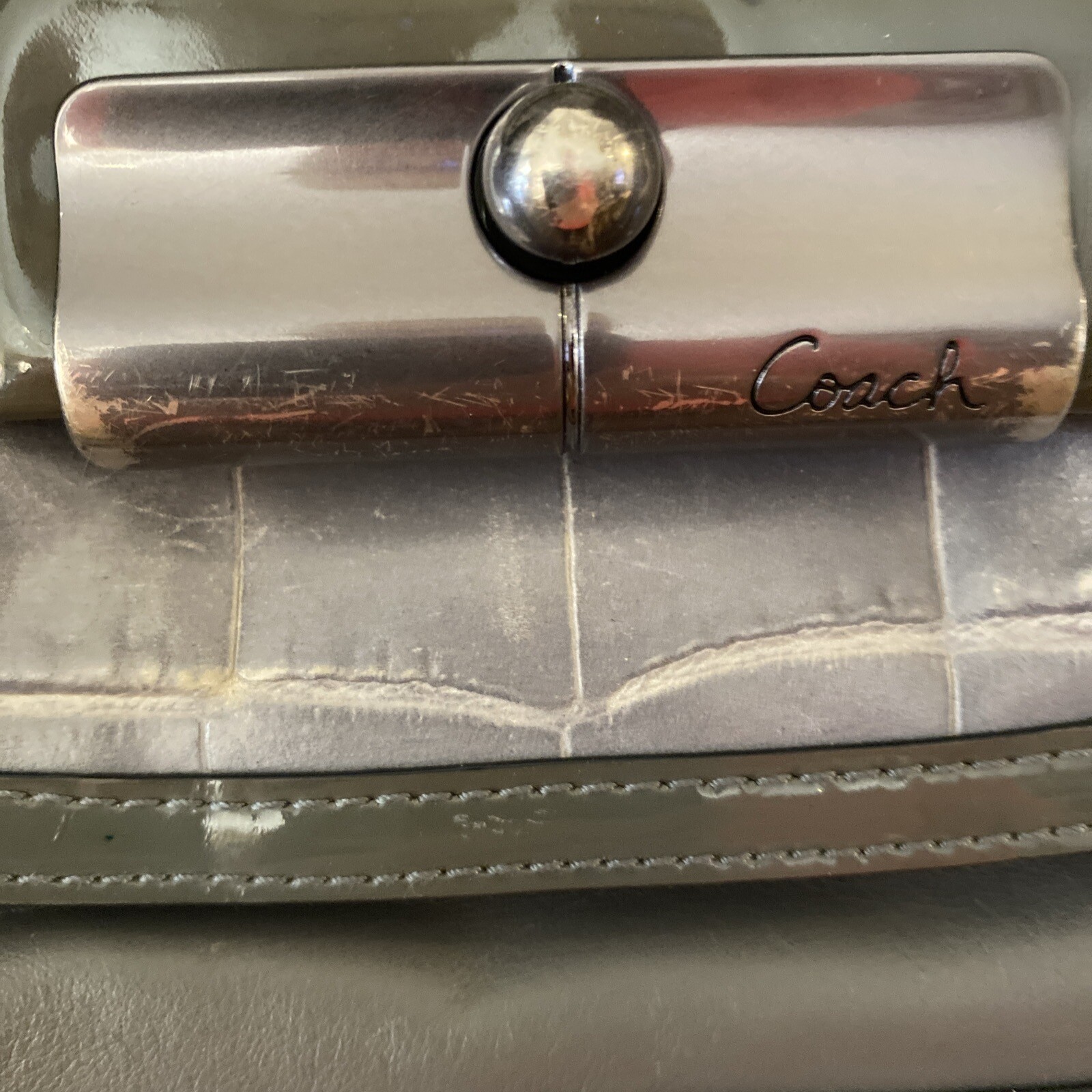 COACH 18287 KRISTIN Gray Python Croc Leather Cros… - image 7