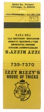 Izzy Rizzy’s House Of Tricks Vintage Rare Matchbook Cover Chicago Illinois