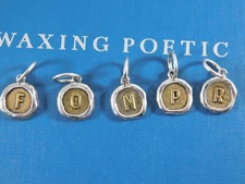 Waxing Poetic Sterling Silver Brass PETITE POETIC Insignia Initial Charm Pendant