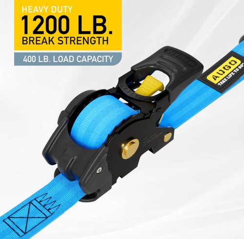 Retractable Ratchet Straps | 2 Heavy Duty Ratchet Straps Self Retractable - Picture 2 of 7