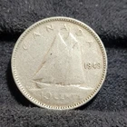 1949 Canada 10 Cents (80% Silver) Coin King George VI  GOOD BOOK FILLER