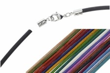  Platin glänzend - Roma Leder Halskette 2mm - Farbauswahl - VS199 Karabiner 38-1