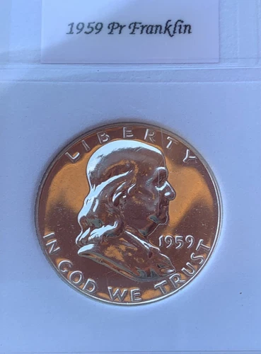 1959 P Franklin Proof Half Dollar *A Beauty* Dark Mirror Backfields.