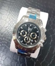 Orologio Polso Zcc Uomo Quarzo Cronografo Elegante Data Silver Fondo Nero lac