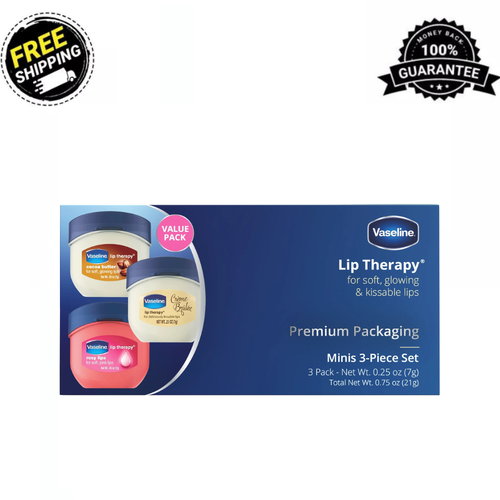 3pk Vaseline Lip Therapy Bundle - Creme Brulee, Rosy Lips & Cocoa Butter, 0.25Oz