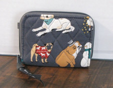Vera Bradley RFID Petite Zip Around Wallet In Holiday Dogs New
